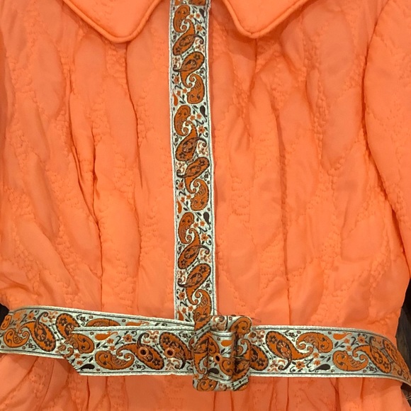 Vintage 60’s /70’s girls tangerine belted coat!! L - Picture 2 of 8